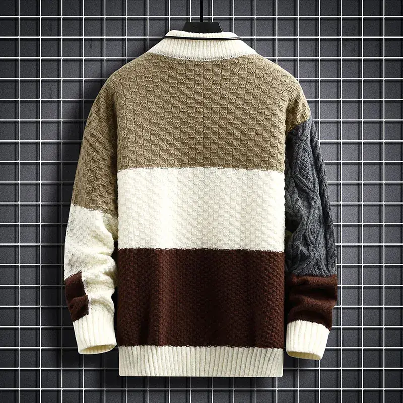 Men's Cross-Color Turtleneck Sweater Large