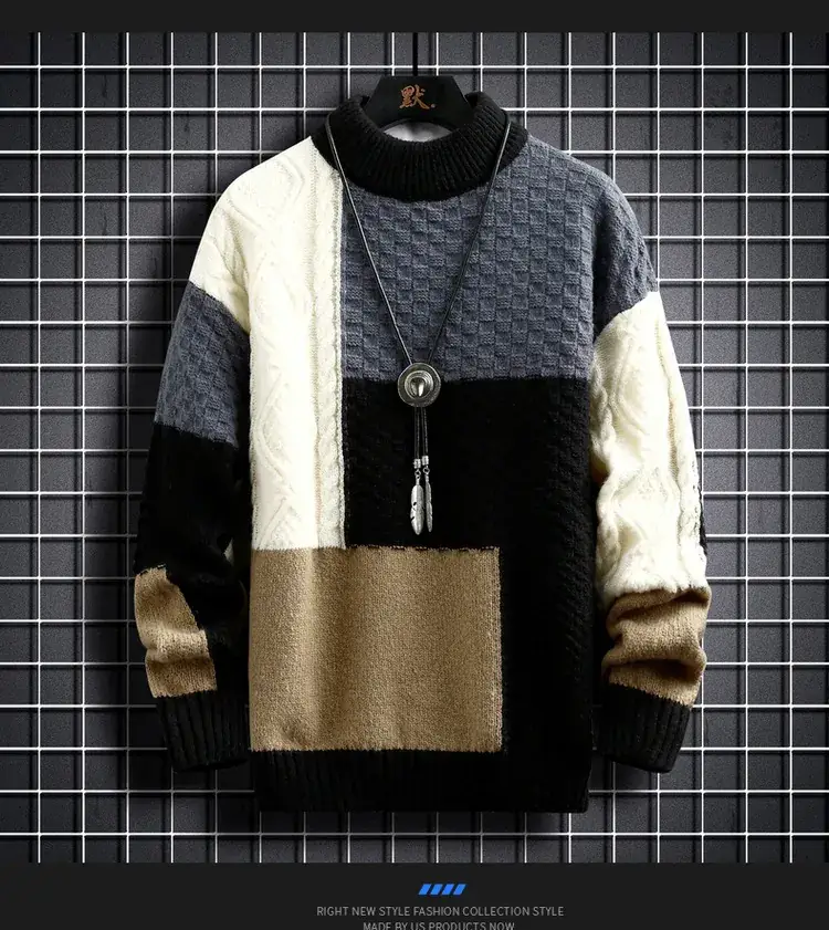 Men's Cross-Color Turtleneck Sweater Large — feature 10