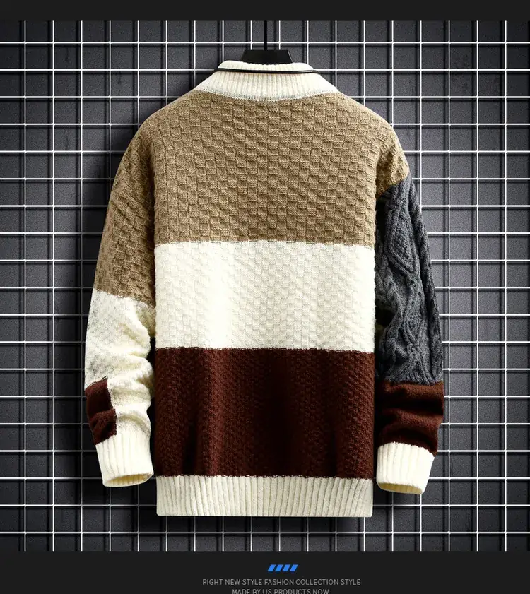 Men's Cross-Color Turtleneck Sweater Large — feature 9