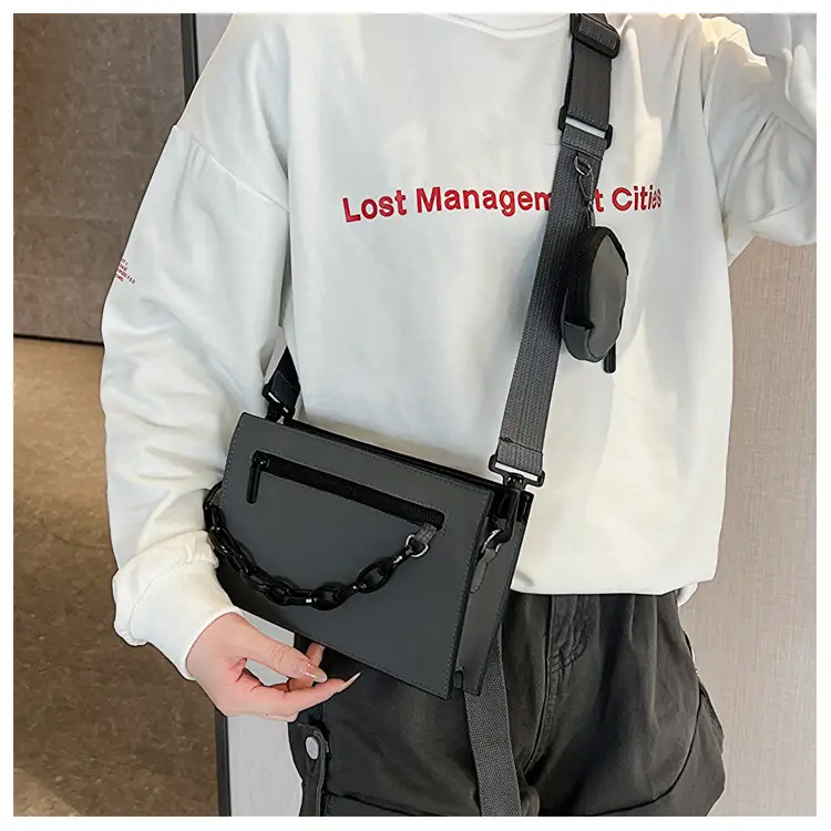 Black Crossbody Bag for Men Women Street Fashion — feature 14
