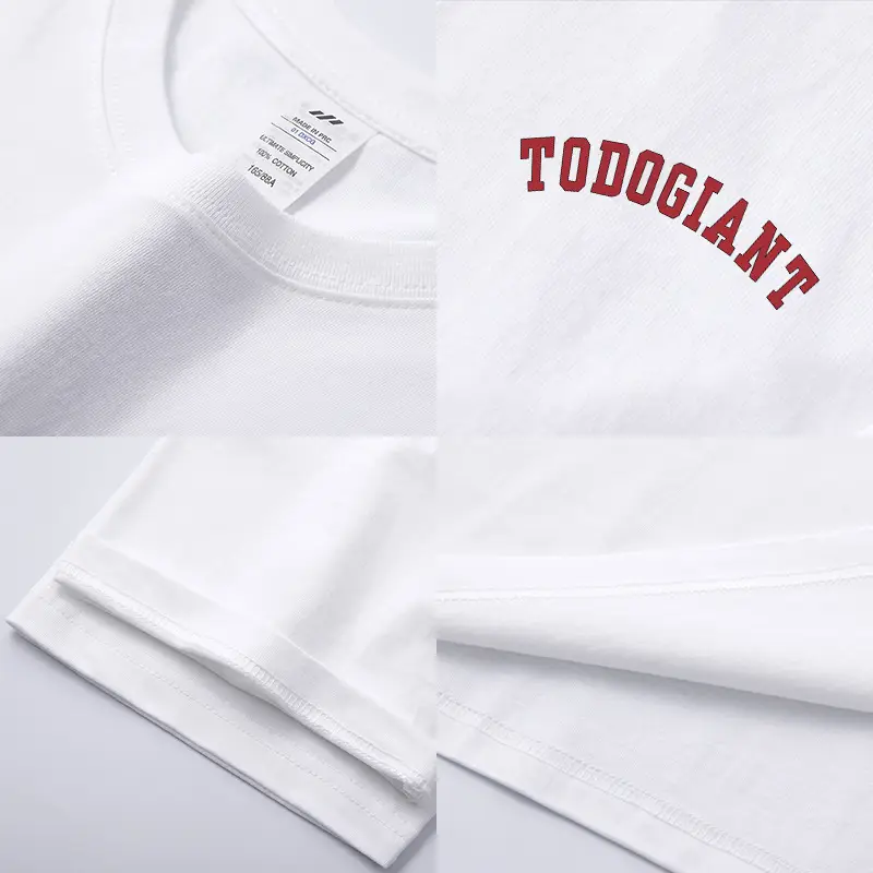 Men Cotton Letter Print T-Shirt White 230g - Image 13