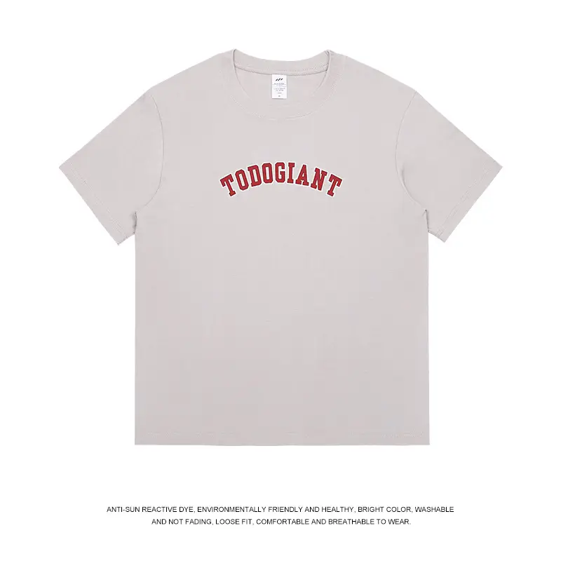 Men Cotton Letter Print T-Shirt White 230g - Image 3