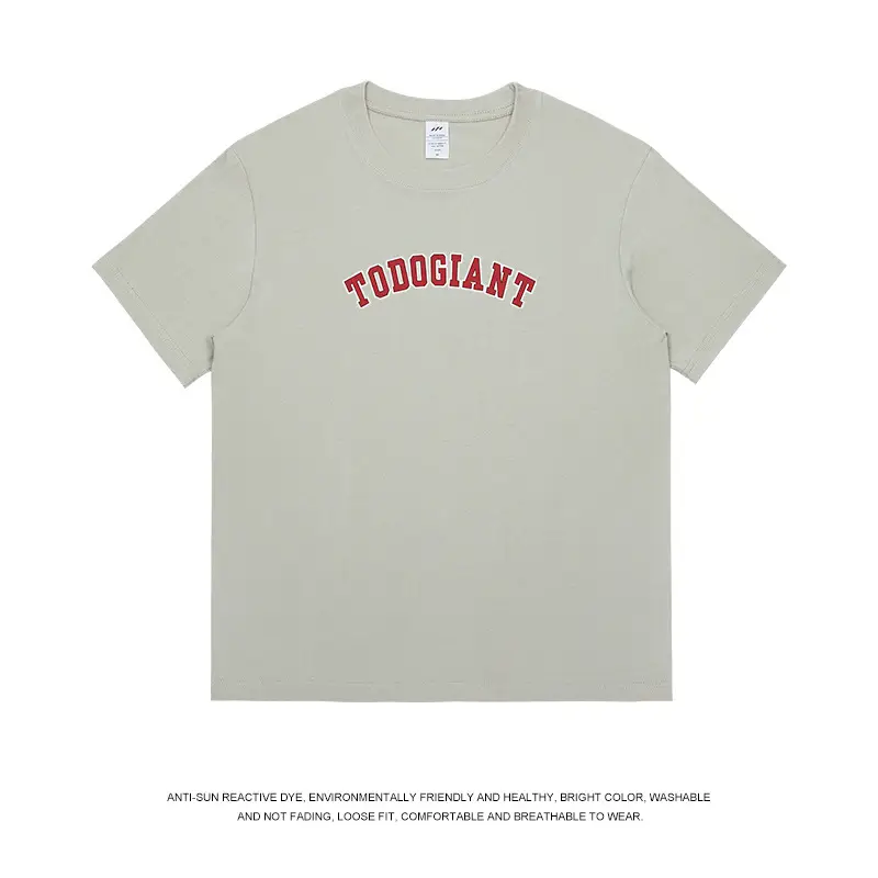 Men Cotton Letter Print T-Shirt White 230g - Image 5