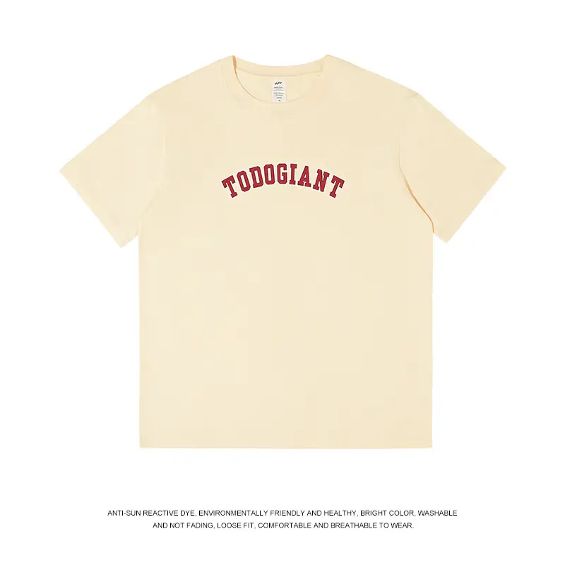 Men Cotton Letter Print T-Shirt White 230g - Image 8