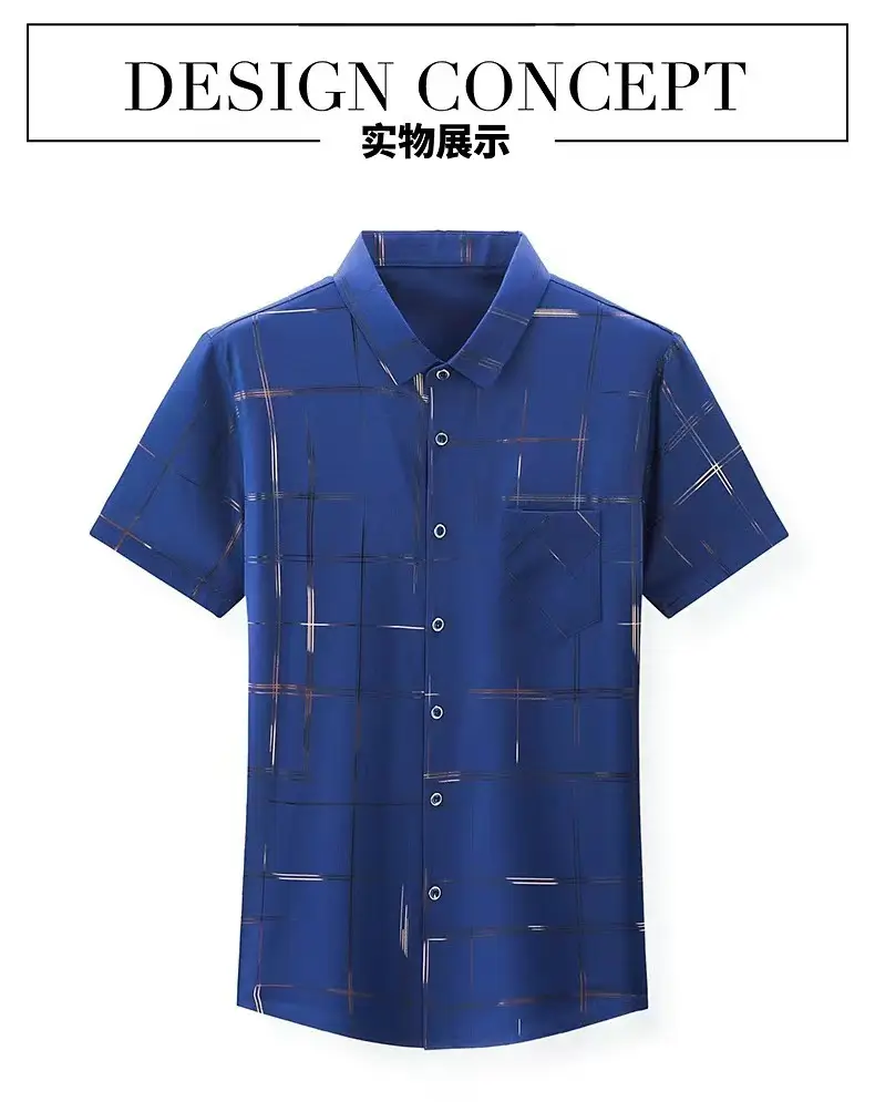 Men Blue Ice Silk Half Sleeve Shirt with Floral Print — feature 4