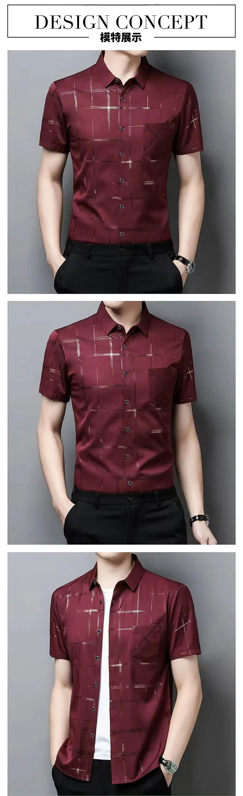 Men Blue Ice Silk Half Sleeve Shirt with Floral Print — feature 9