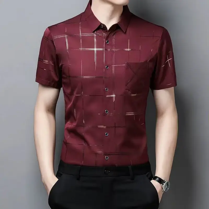 Men Blue Ice Silk Half Sleeve Shirt with Floral Print - Image 14