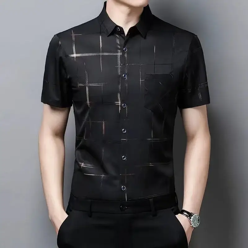 Men Blue Ice Silk Half Sleeve Shirt with Floral Print - Image 24