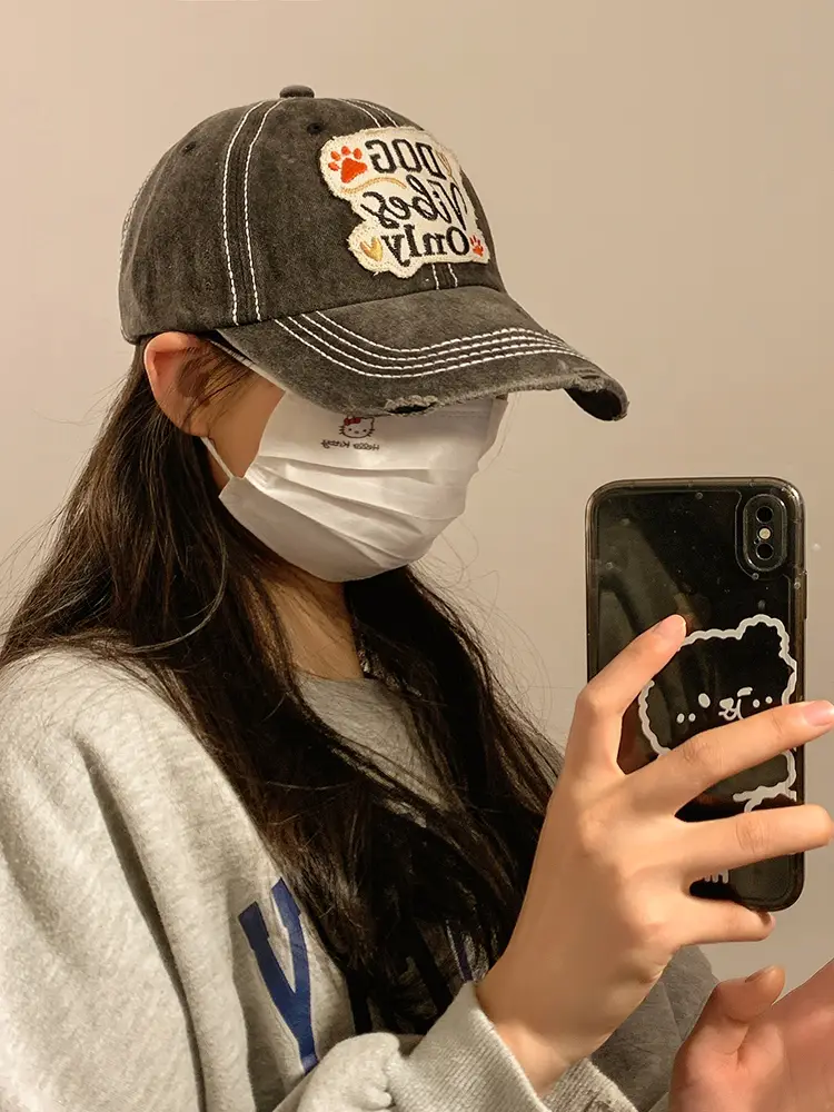 Pink 2023 Women's Washed Baseball Cap with Bear Design - Image 7