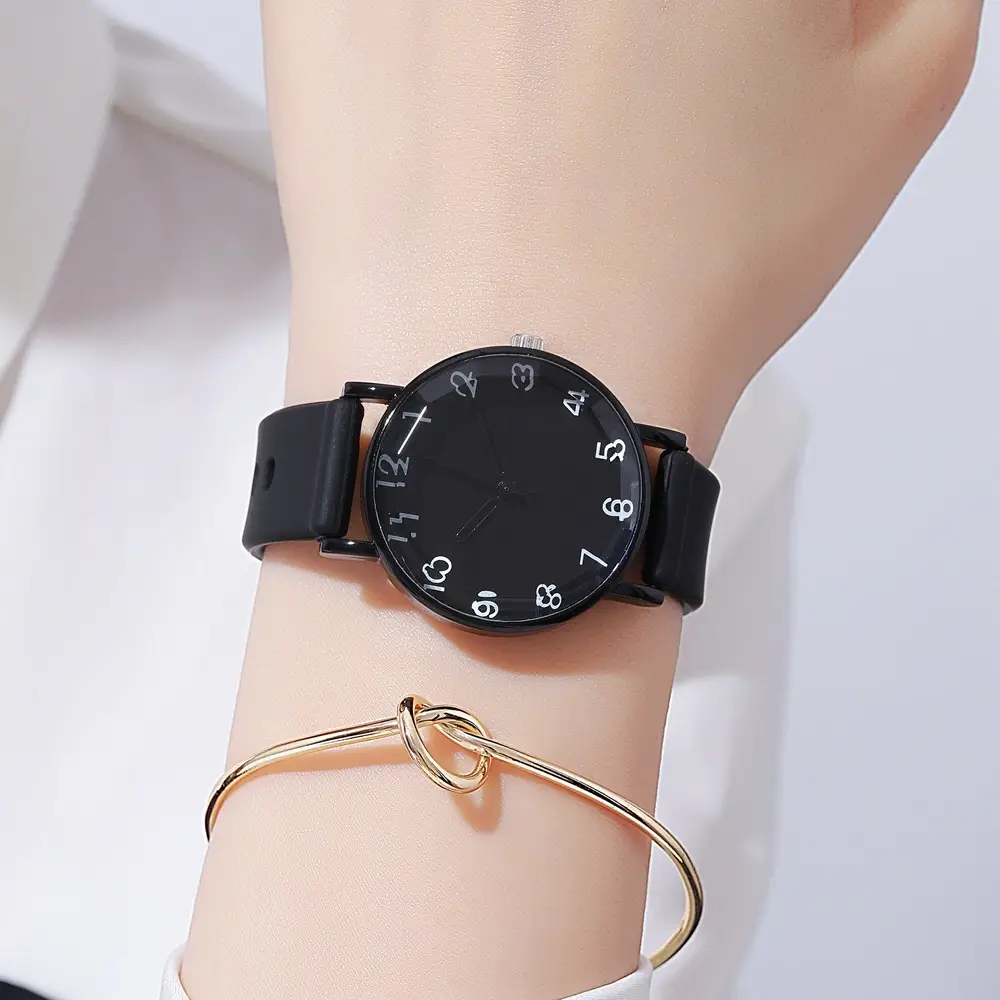 Women's Brown Silicone Analog Watch with Leather Strap — feature 21