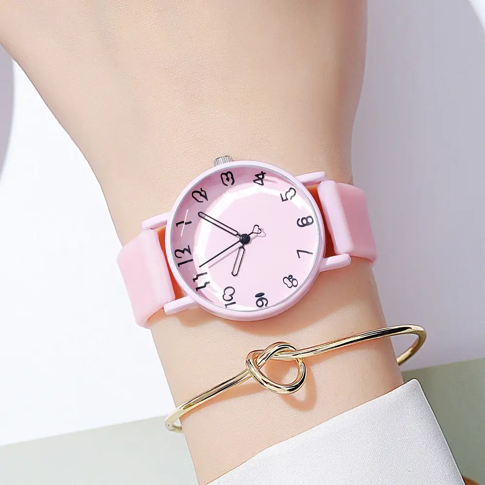 Women's Brown Silicone Analog Watch with Leather Strap — feature 22