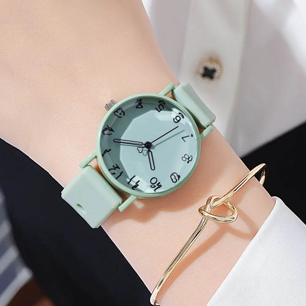 Women's Brown Silicone Analog Watch with Leather Strap — feature 23