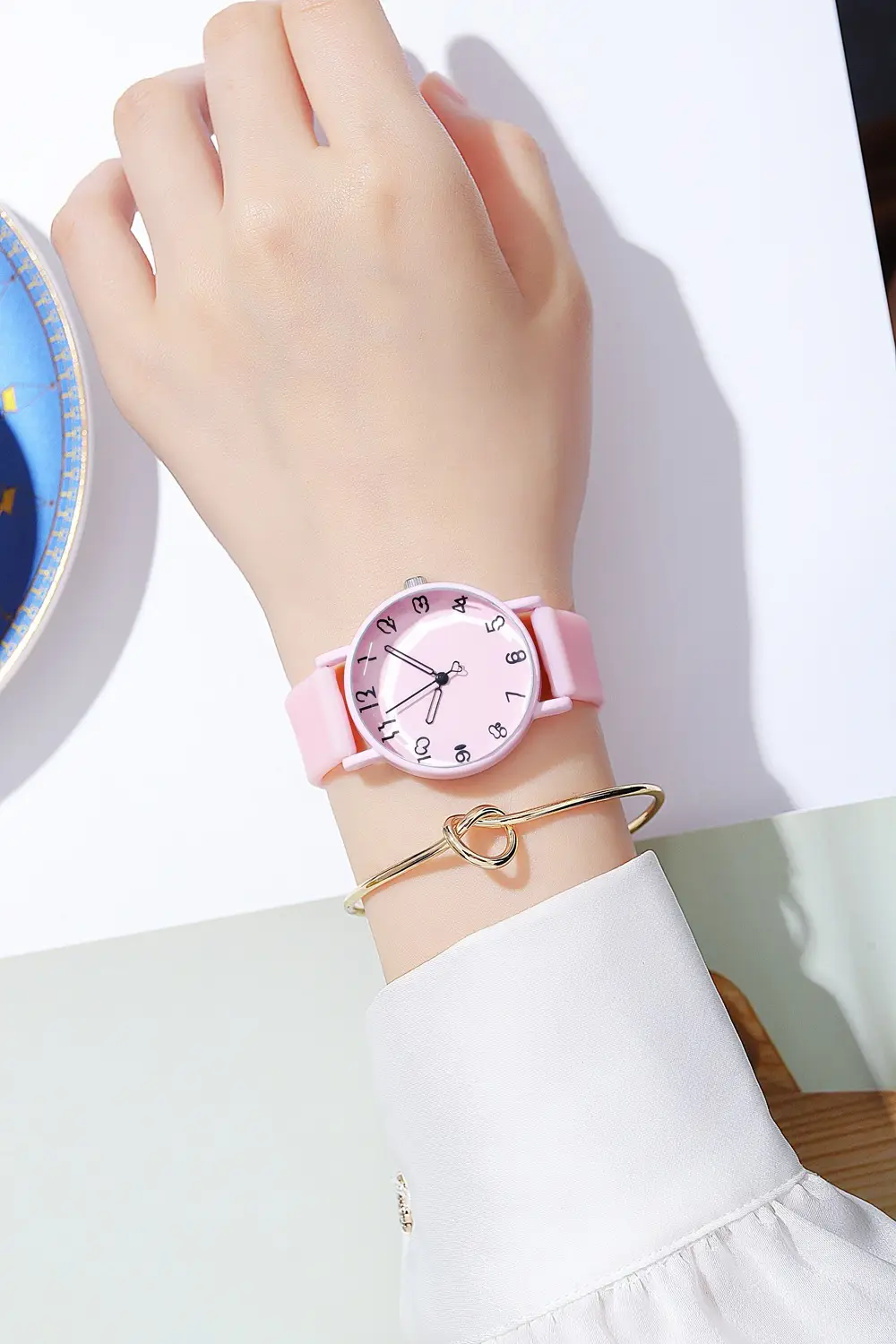 Women's Brown Silicone Analog Watch with Leather Strap — feature 7