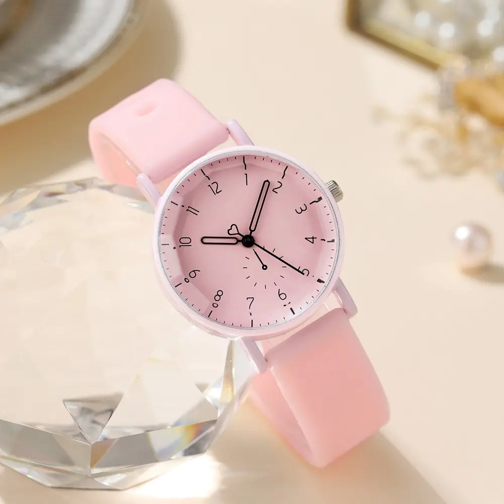 Pink Silicone Student Watch for Women
