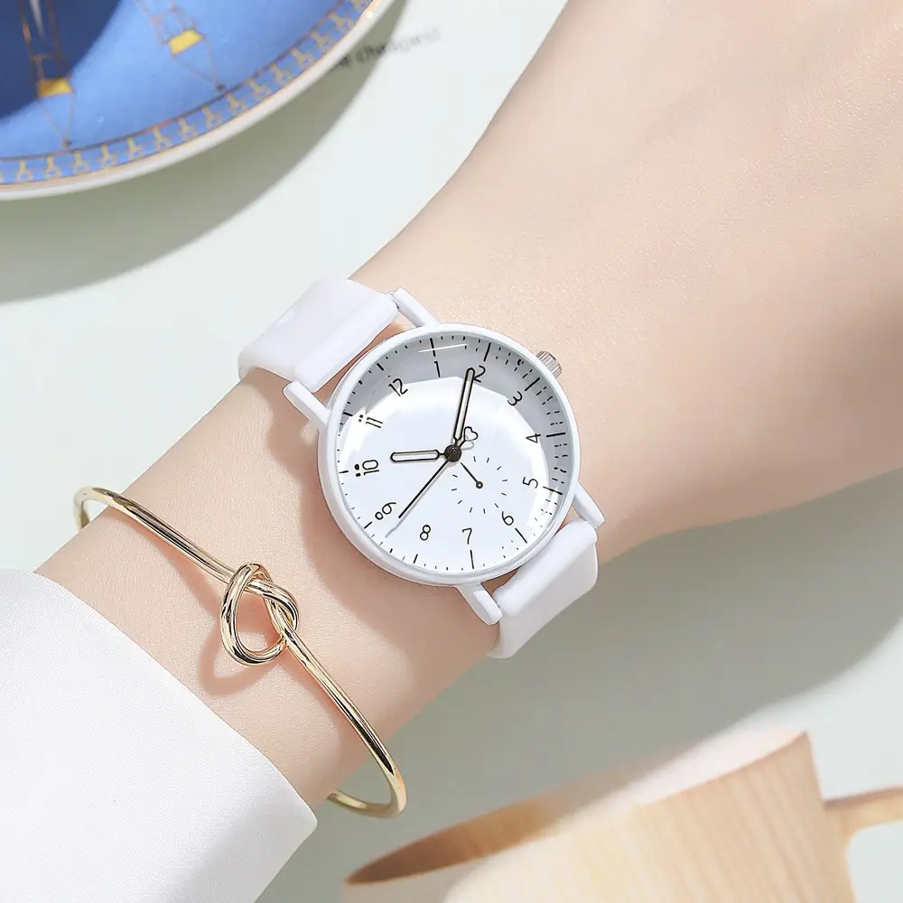 Pink Silicone Student Watch for Women