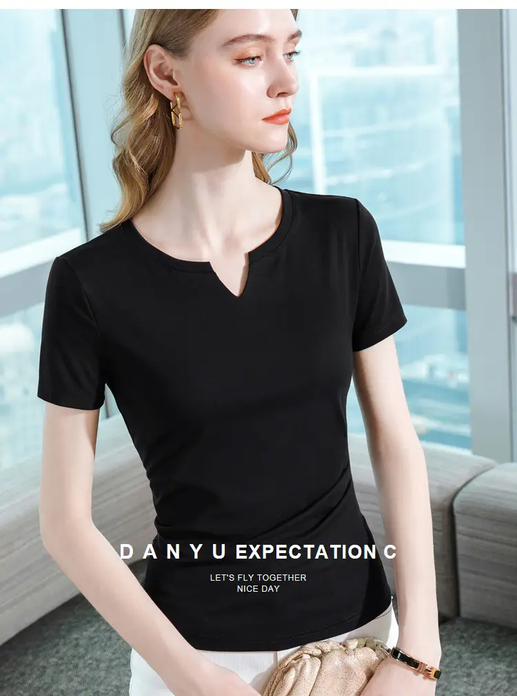 Women Red V Neck T-Shirt Summer 2025 — feature 19