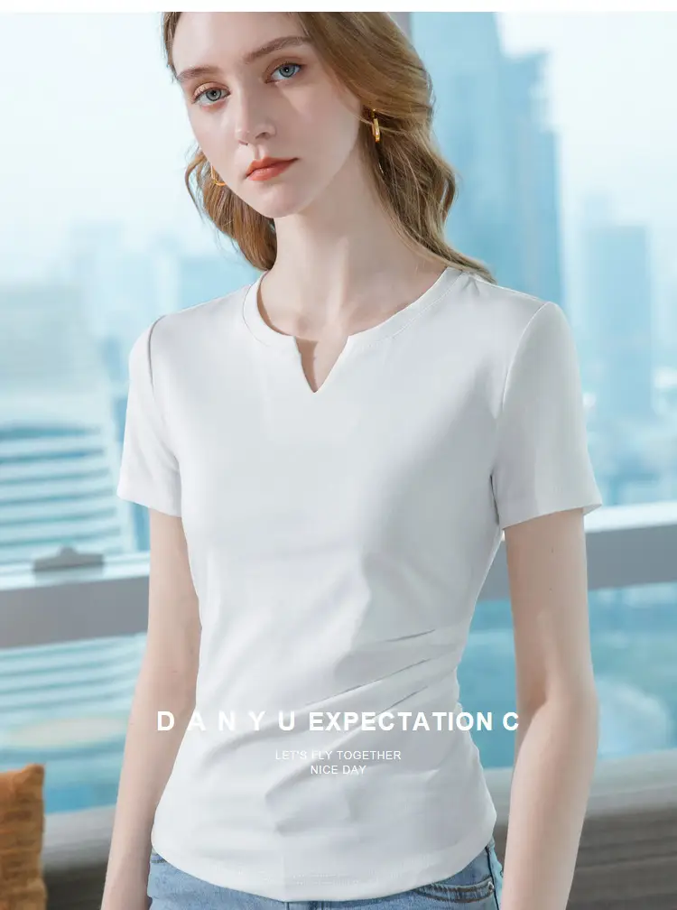 Women Red V Neck T-Shirt Summer 2025 — feature 22