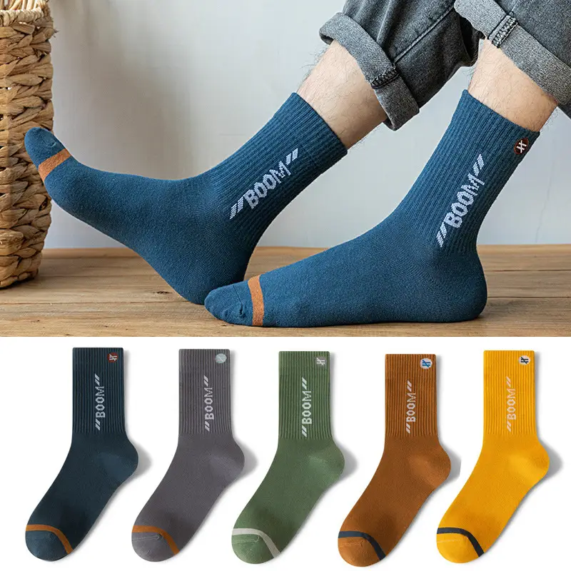Socks Spring and Summer Men's Mid-Calf Socks Casual Simple Black and White Business Socks Casual Socks Sweat-Absorbent Thin Manufacturer Wholesale