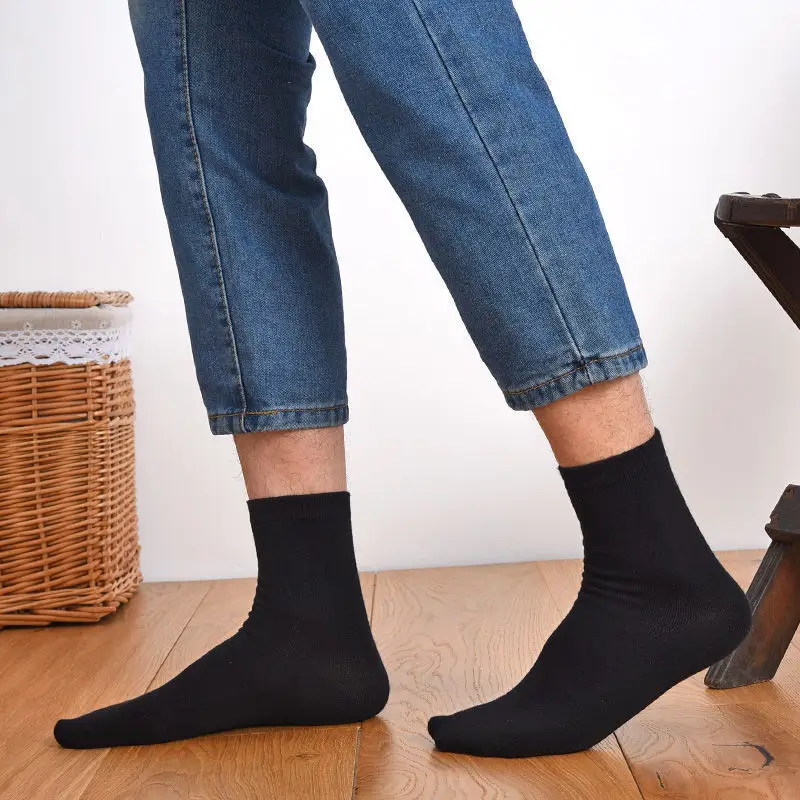 Socks Spring and Summer Men's Mid-Calf Socks Casual Simple Black and White Business Socks Casual Socks Sweat-Absorbent Thin Manufacturer Wholesale