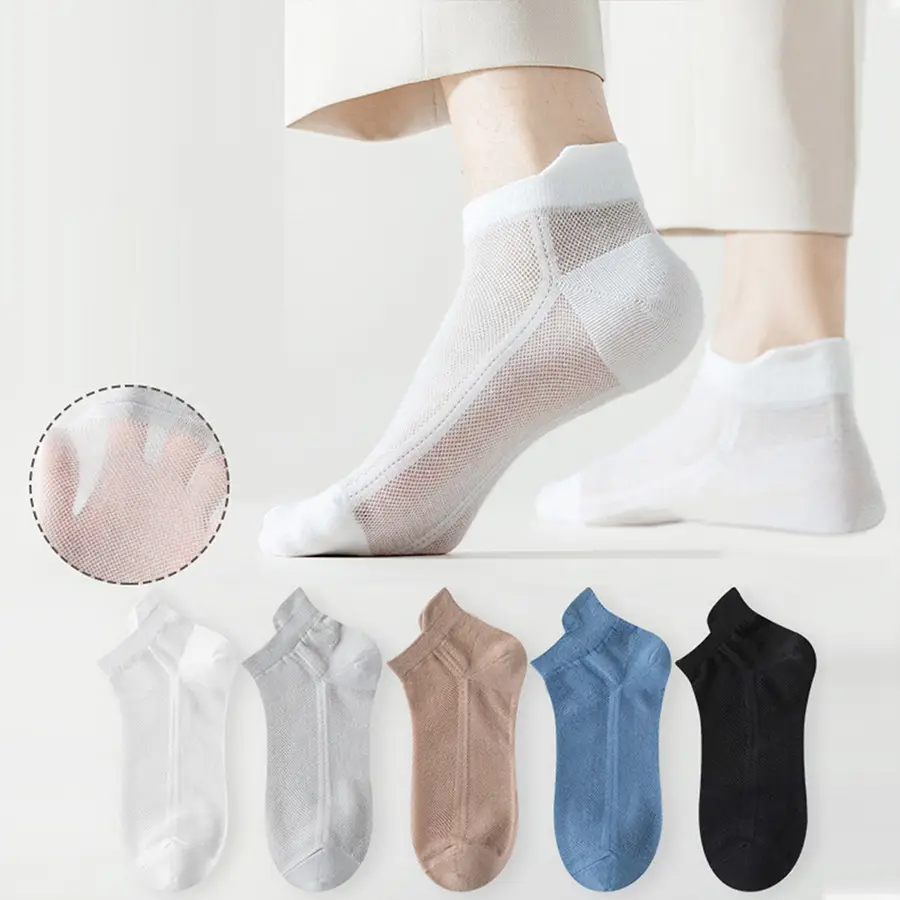 Socks Spring and Summer Men's Mid-Calf Socks Casual Simple Black and White Business Socks Casual Socks Sweat-Absorbent Thin Manufacturer Wholesale