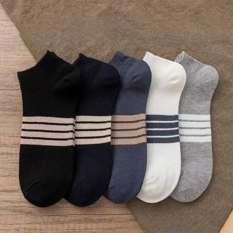 Socks Spring and Summer Men's Mid-Calf Socks Casual Simple Black and White Business Socks Casual Socks Sweat-Absorbent Thin Manufacturer Wholesale