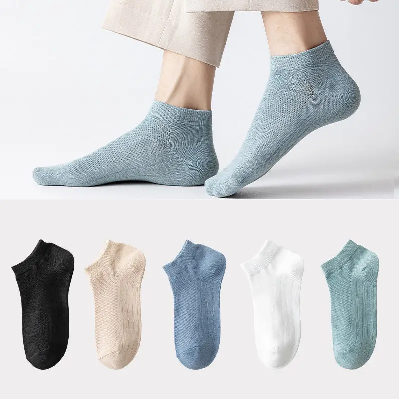 Socks Spring and Summer Men's Mid-Calf Socks Casual Simple Black and White Business Socks Casual Socks Sweat-Absorbent Thin Manufacturer Wholesale
