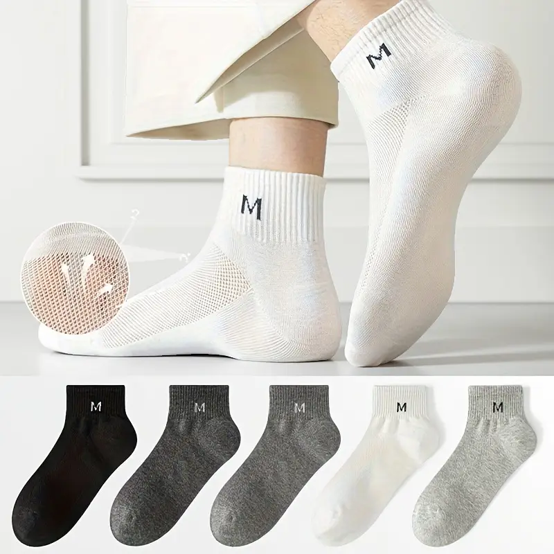 Socks Spring and Summer Men's Mid-Calf Socks Casual Simple Black and White Business Socks Casual Socks Sweat-Absorbent Thin Manufacturer Wholesale