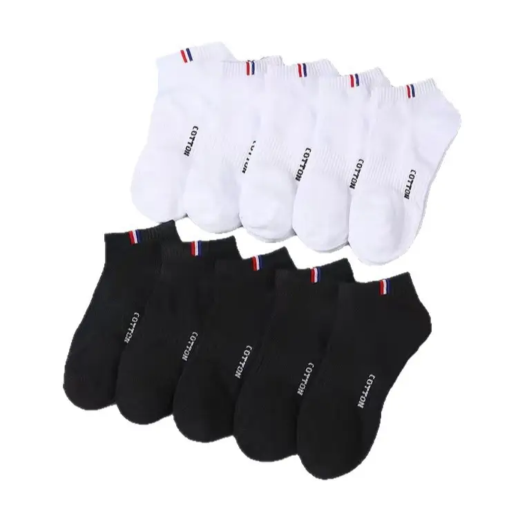 Socks Spring and Summer Men's Mid-Calf Socks Casual Simple Black and White Business Socks Casual Socks Sweat-Absorbent Thin Manufacturer Wholesale