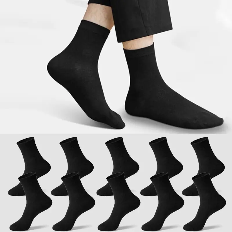 Socks Spring and Summer Men's Mid-Calf Socks Casual Simple Black and White Business Socks Casual Socks Sweat-Absorbent Thin Manufacturer Wholesale