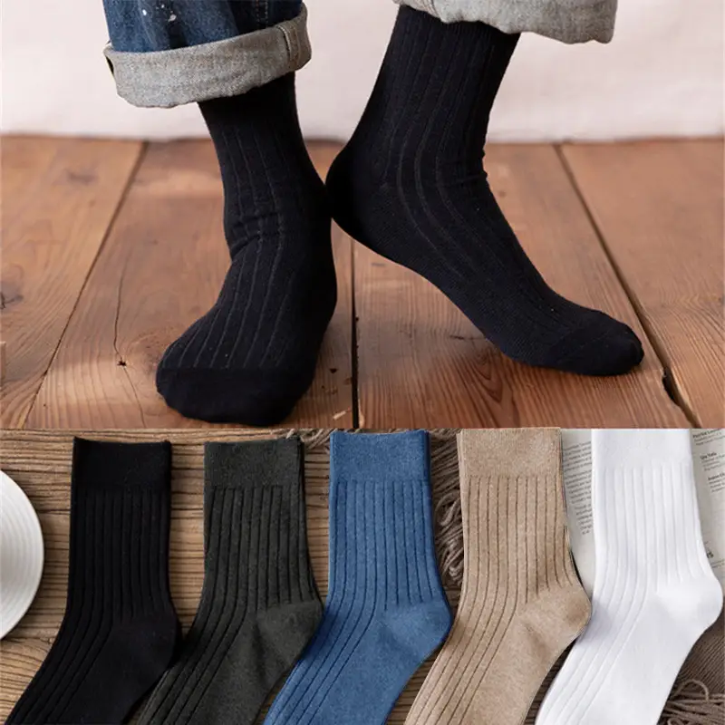 Socks Spring and Summer Men's Mid-Calf Socks Casual Simple Black and White Business Socks Casual Socks Sweat-Absorbent Thin Manufacturer Wholesale