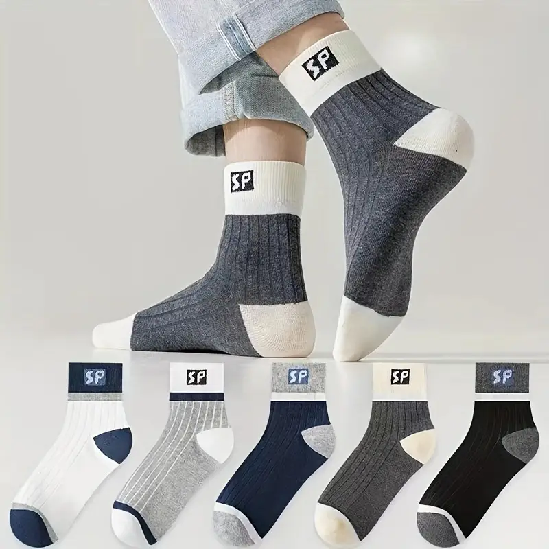 Socks Spring and Summer Men's Mid-Calf Socks Casual Simple Black and White Business Socks Casual Socks Sweat-Absorbent Thin Manufacturer Wholesale