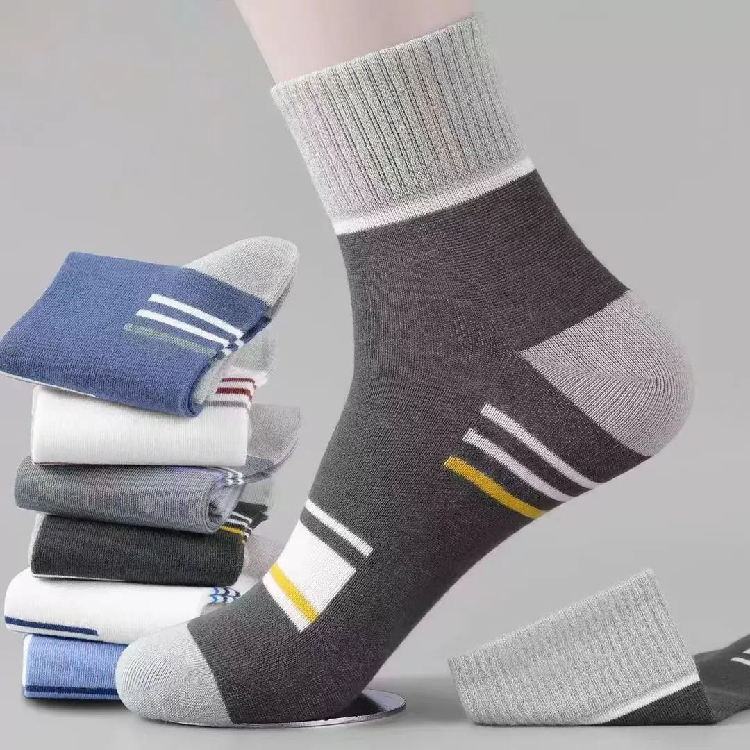 Socks Spring and Summer Men's Mid-Calf Socks Casual Simple Black and White Business Socks Casual Socks Sweat-Absorbent Thin Manufacturer Wholesale