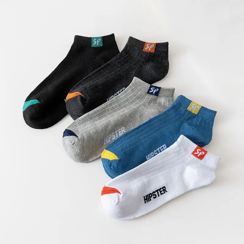 Socks Spring and Summer Men's Mid-Calf Socks Casual Simple Black and White Business Socks Casual Socks Sweat-Absorbent Thin Manufacturer Wholesale