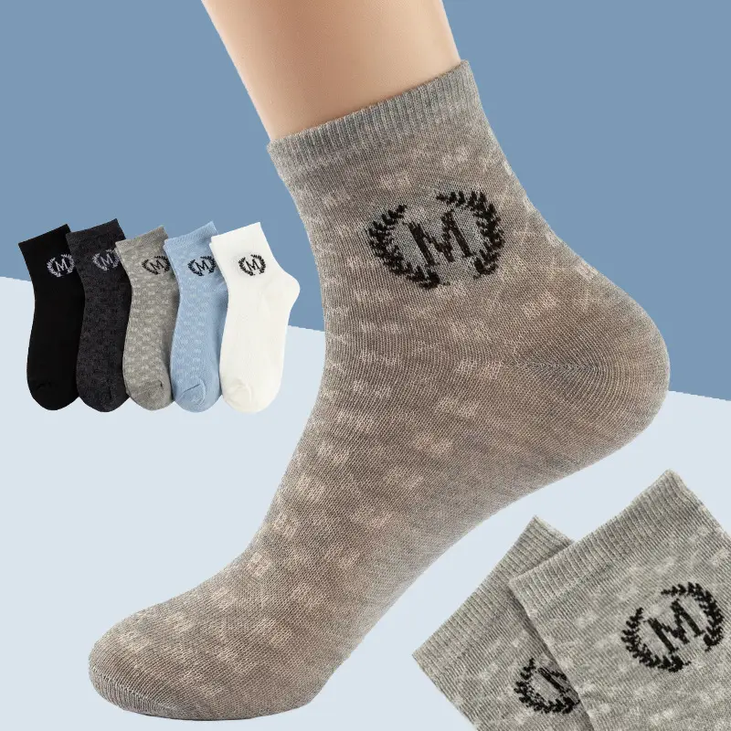 Socks Spring and Summer Men's Mid-Calf Socks Casual Simple Black and White Business Socks Casual Socks Sweat-Absorbent Thin Manufacturer Wholesale