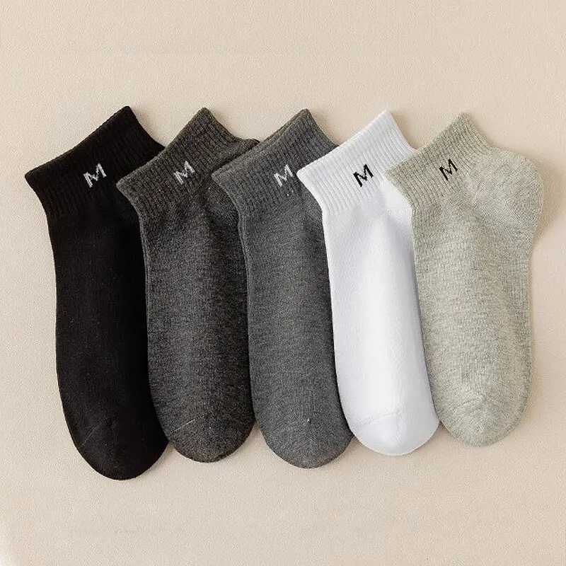 Socks Spring and Summer Men's Mid-Calf Socks Casual Simple Black and White Business Socks Casual Socks Sweat-Absorbent Thin Manufacturer Wholesale