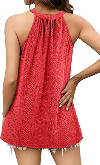 Women's 2024 Sleeveless T-Shirt Vest Hole Hollow Round Neck — feature 10
