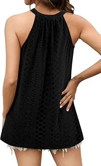 Women's 2024 Sleeveless T-Shirt Vest Hole Hollow Round Neck — feature 12