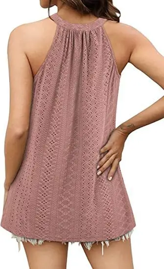 Women's 2024 Sleeveless T-Shirt Vest Hole Hollow Round Neck — feature 18