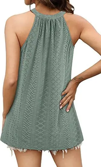 Women's 2024 Sleeveless T-Shirt Vest Hole Hollow Round Neck — feature 4