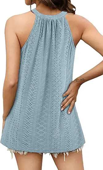Women's 2024 Sleeveless T-Shirt Vest Hole Hollow Round Neck — feature 6