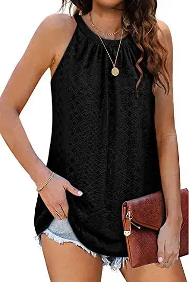 Women's 2024 Sleeveless T-Shirt Vest Hole Hollow Round Neck — feature 11