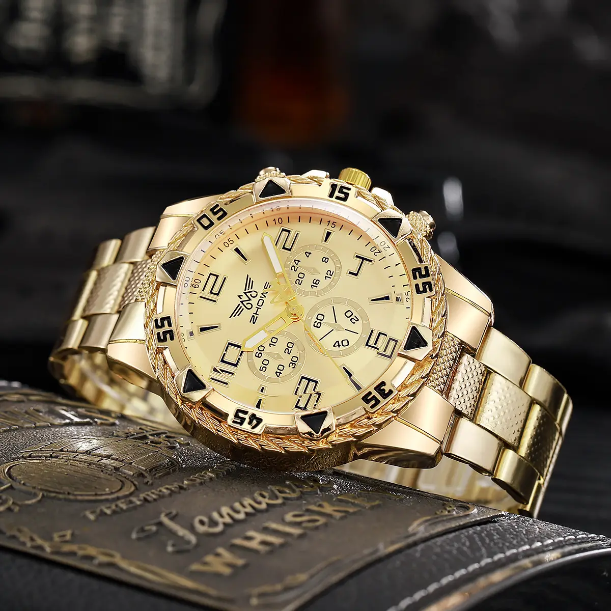 Gold 3-Eye Chronograph Watch for Men - Image 6