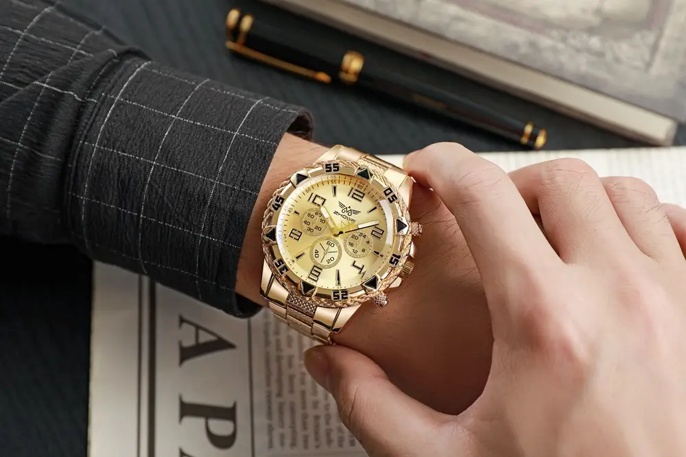 Gold 3-Eye Chronograph Watch for Men — feature 3