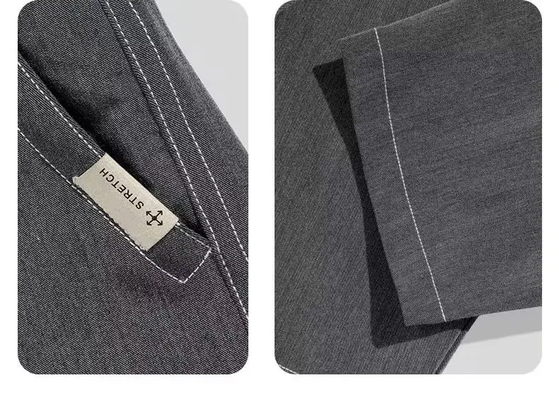 Men Black Cropped Straight Trousers Spring Autumn 2023 — feature 11