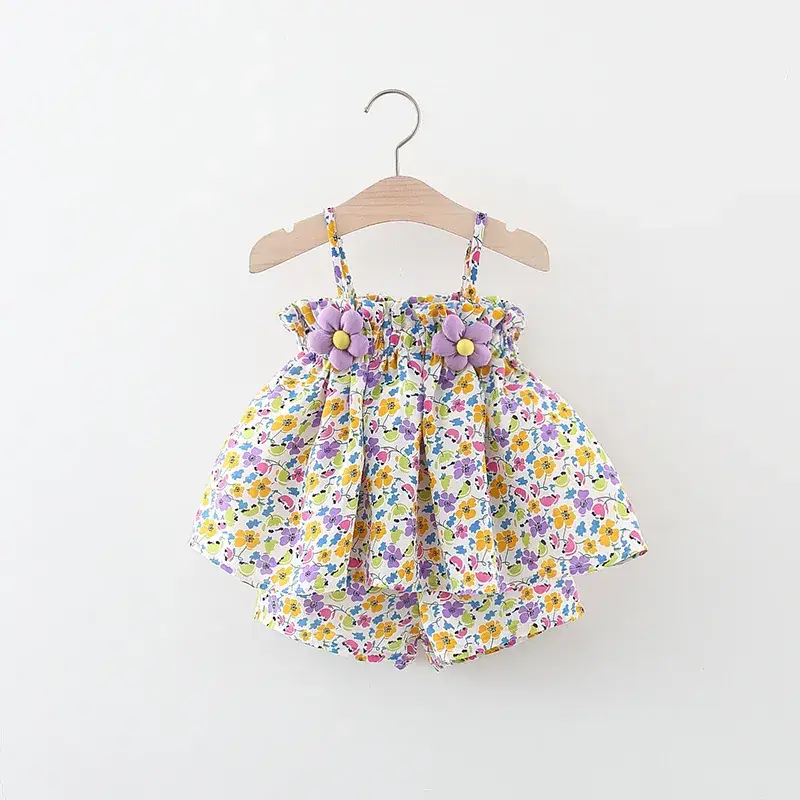 Girls Floral Baby Dress with Flower Belt - Image 2
