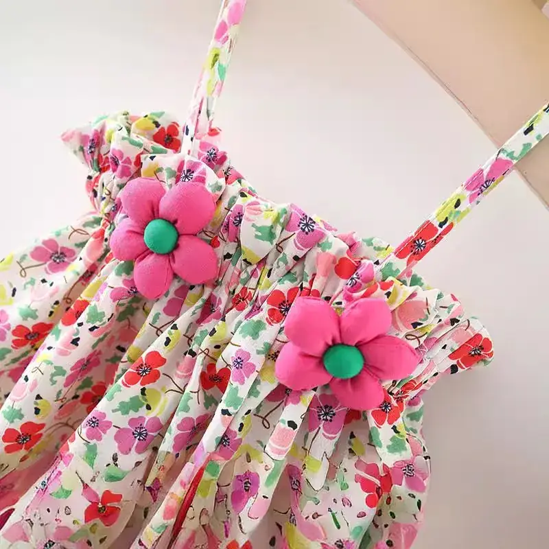 Girls Floral Baby Dress with Flower Belt - Image 4