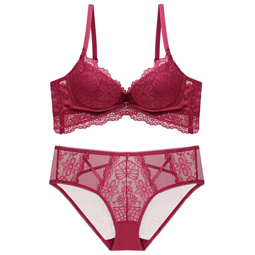 White Lace Push Up Bra Set Small