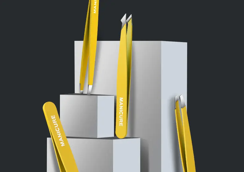 High Precision Eyebrow & Beard Tweezers Stainless Steel Yellow — feature 3