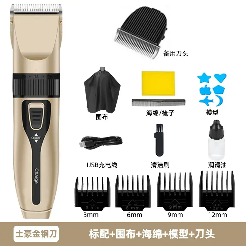 Electric Hair Clipper with Rechargeable Blade Set
