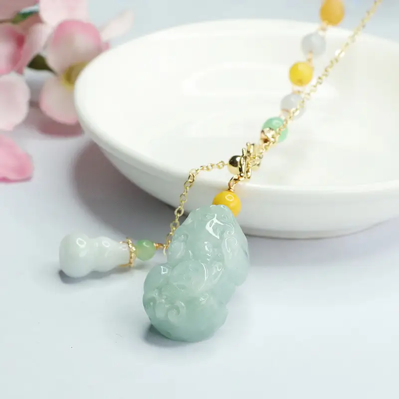 Jade Pixiu Necklace with Colorful Beads - Image 3